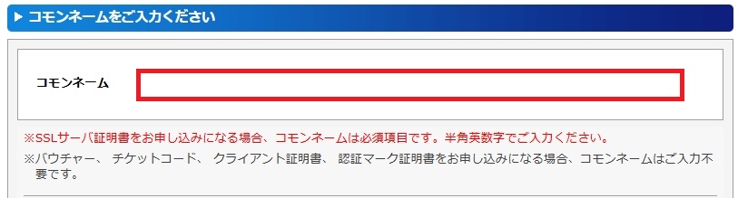 コモンネーム入力画面イメージ